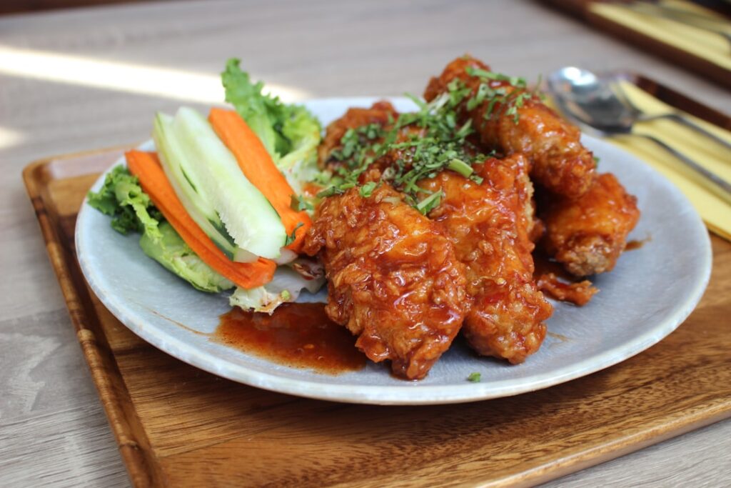 delicious chicken with spicy sauce